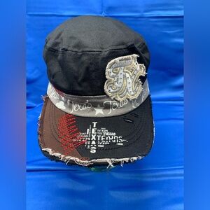 Vintage Texas Distressed Unisex Hat Revolution adjustable Faded Black & Gray HTF